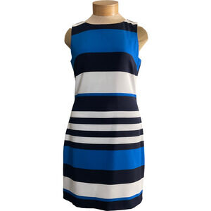 Lauren Ralph Lauren Women's Size 12 Blue Black White Dress Striped Sleeveless